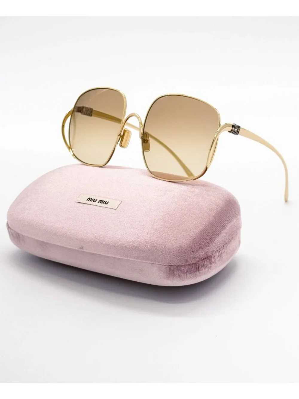 New Miu Miu MU A57S Gold Yellow Oversized Sunglasses MUA57S 5AK20S